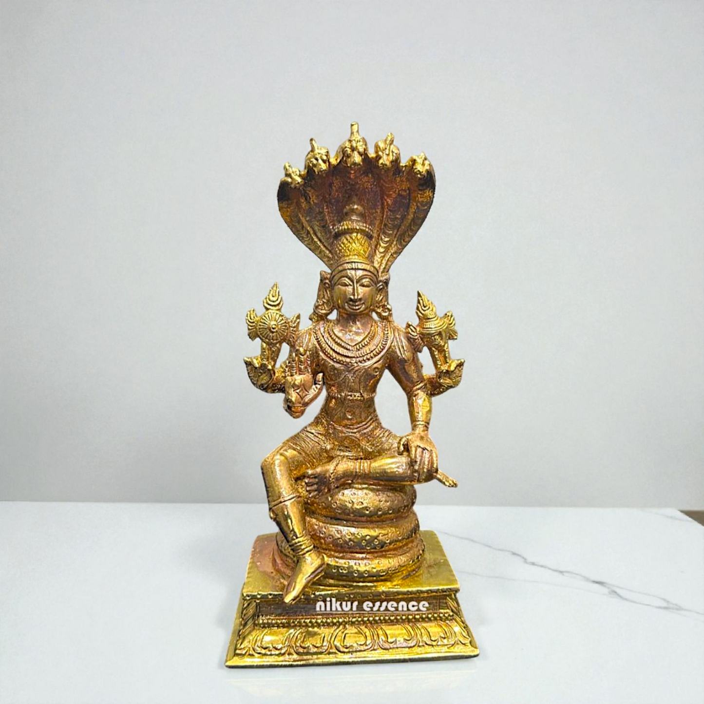 Sheshnag Vishnu Bhagwan Idol in Sacred Panchaloha | Divine Serpent Form | Handcrafted by Nikur Essence Nikuressence