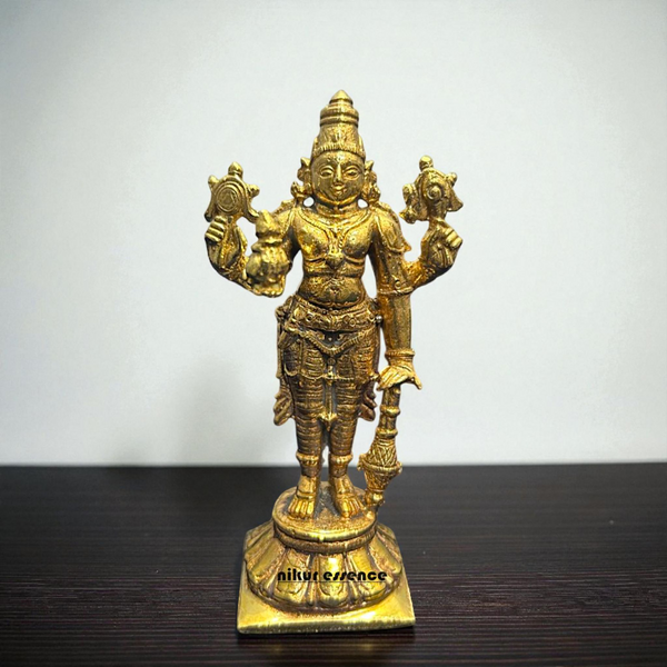 Divine Vishnu Bhagwan Idol in Authentic Panchaloha | Handcrafted Masterpiece by Nikur Essence