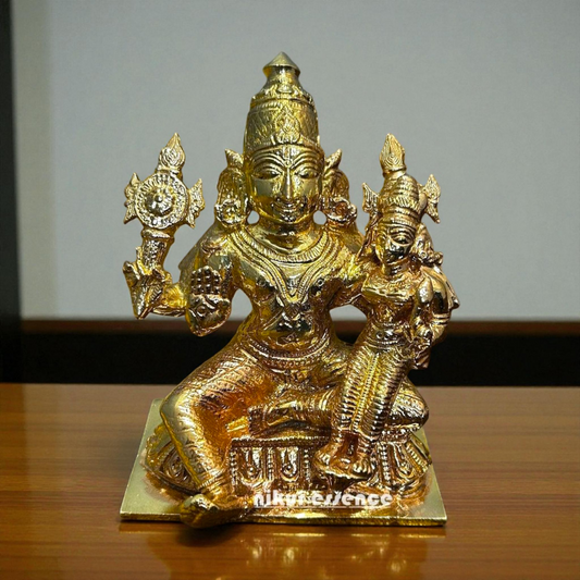 Goddess Lakshmi with Narayan Swamy Idol in Authentic Panchaloha – Divine Couple Sculpture for Pooja, Vastu, and Home Decor Nikuressence
