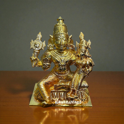 Goddess Lakshmi with Narayan Swamy Idol in Authentic Panchaloha – Divine Couple Sculpture for Pooja, Vastu, and Home Decor Nikuressence