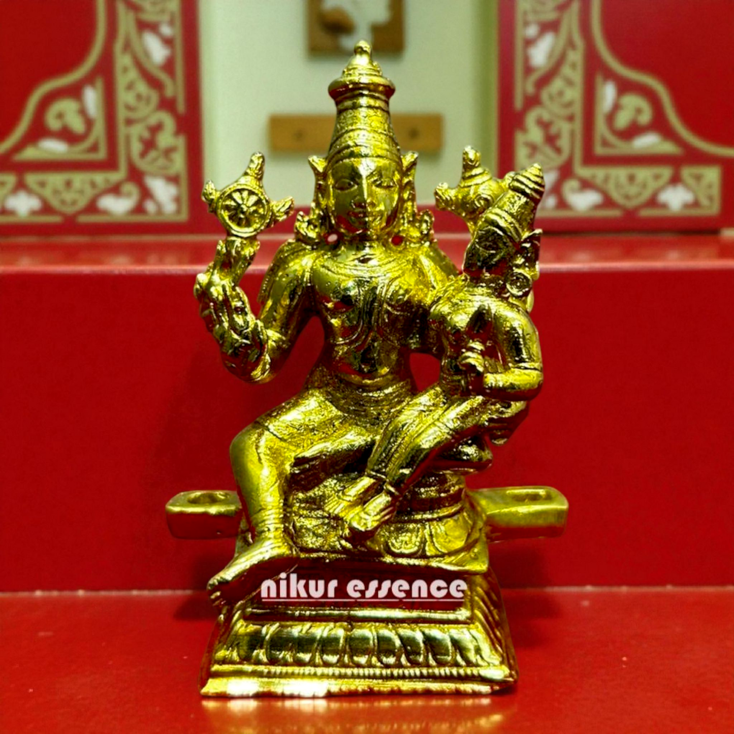 Divine Lakshmi Narayan Swamy Idol in Pure Panchaloha | Traditional South Indian Brass Finish | Handcrafted by Nikur Essence Nikuressence