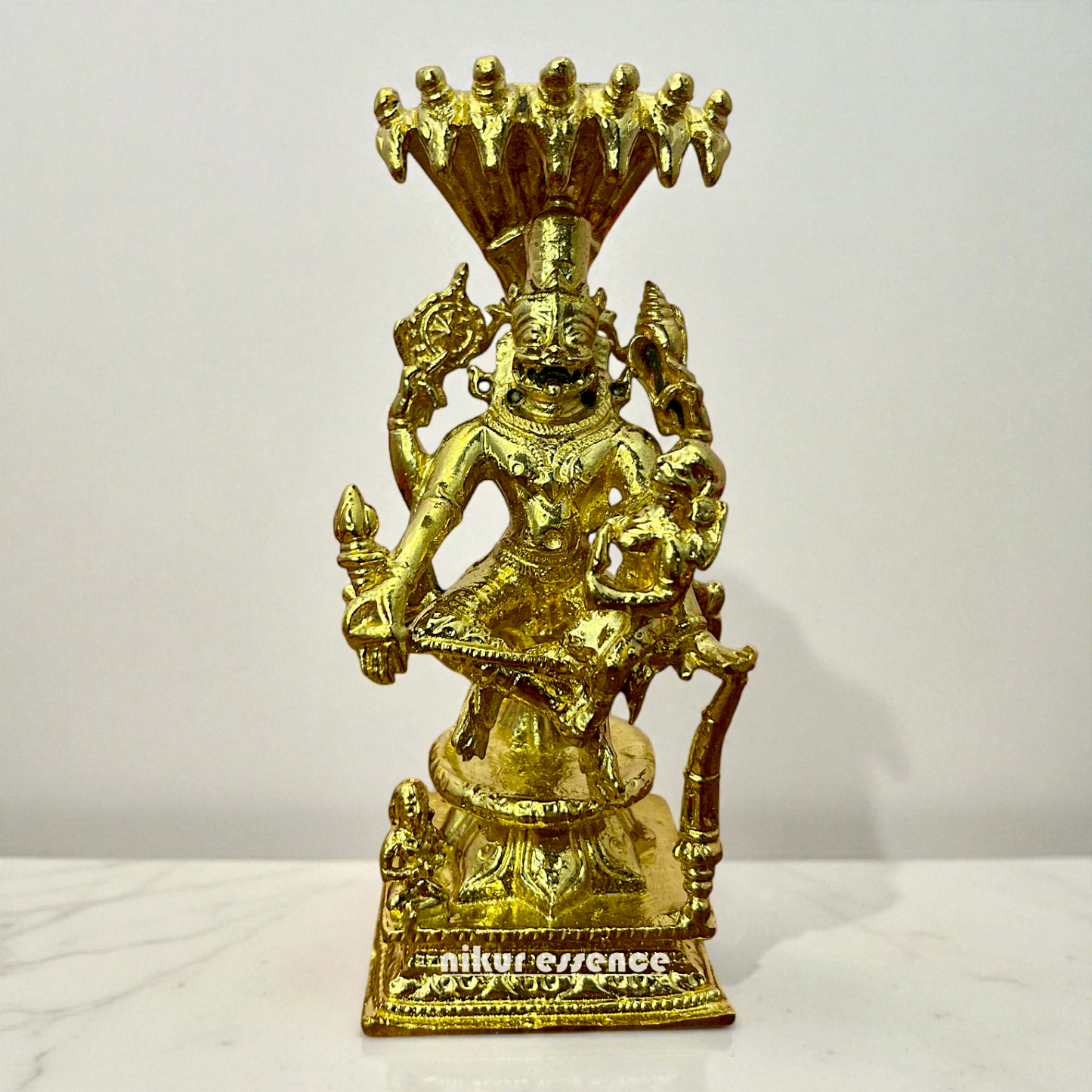 Lakshmi Narasimha Idol in Sacred Panchaloha by Nikur Essence – Handcrafted Divine Vishnu Avatar Statue for Temple, Pooja, Home Decor Nikuressence