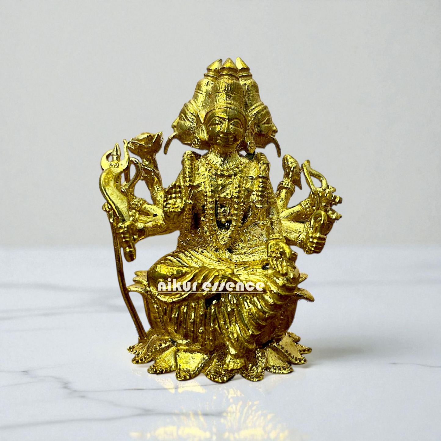 Goddess Gayatri Devi Panchaloha Statue – Handcrafted Vedic Goddess Idol in Antique Finish – Divine Five-Metal Sculpture by Nikur Essence Nikuressence