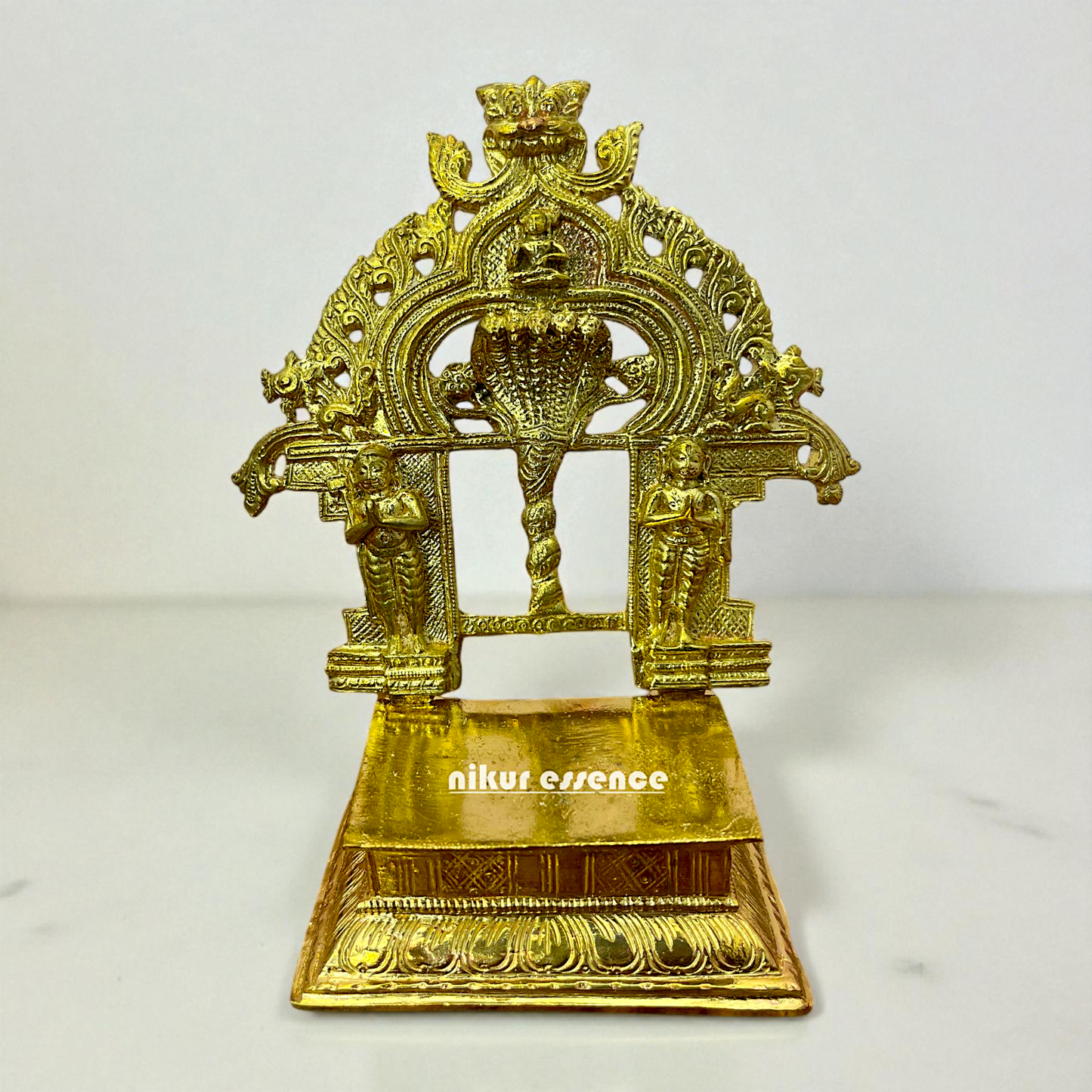 Peeta Prabhavali in Panchaloha – Handcrafted Temple Backdrop Frame with Antique Finish – Divine Idol Support Structure by Nikur Essence Nikuressence