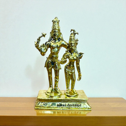 Panchaloha Shiva with Uma Parvati Idol – Handcrafted Divine Couple Statue – Traditional Hindu Sculpture for Home Temple Nikuressence