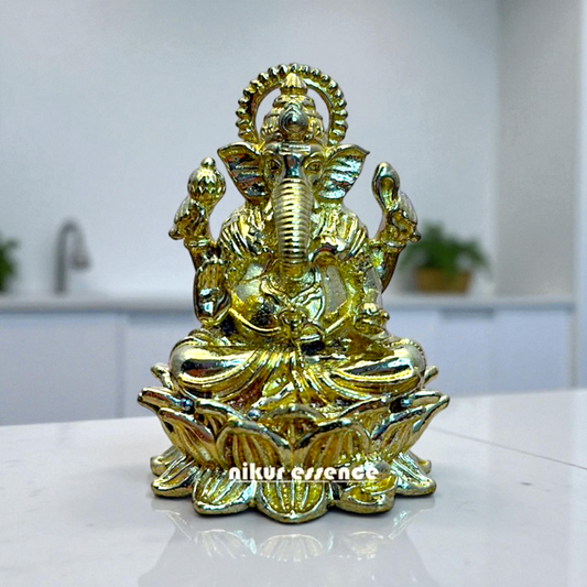 Panchaloha Ganesha Idol – Handcrafted Vinayaka Statue for Home Temple – Traditional Hindu God Sculpture by Nikur Essence Nikuressence
