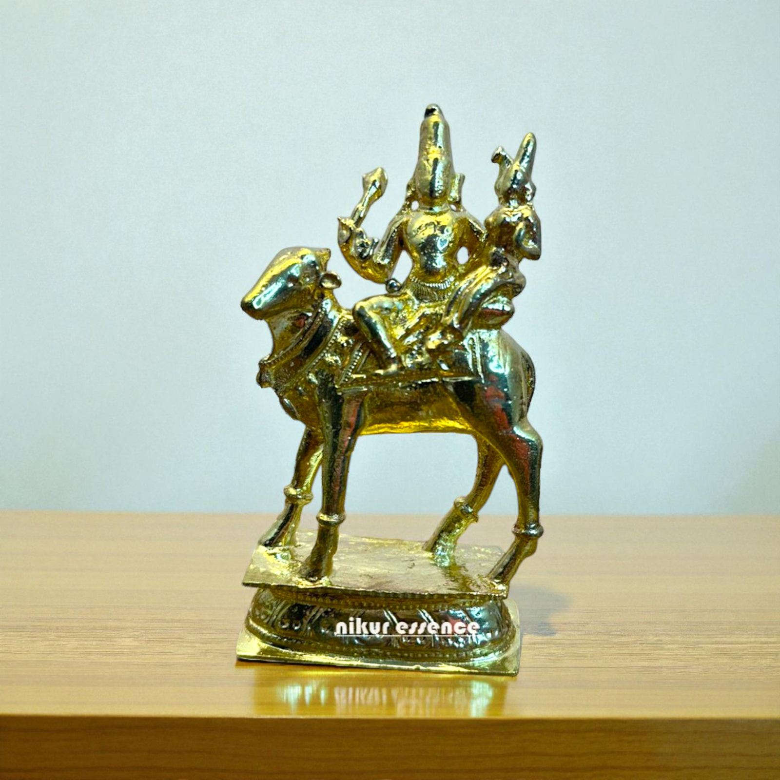 Panchaloha Shiva Parvati Seated on Nandi Idol – Handcrafted Divine Couple Statue for Home Temple – Sacred Hindu Sculpture by Nikur Essence Nikuressence
