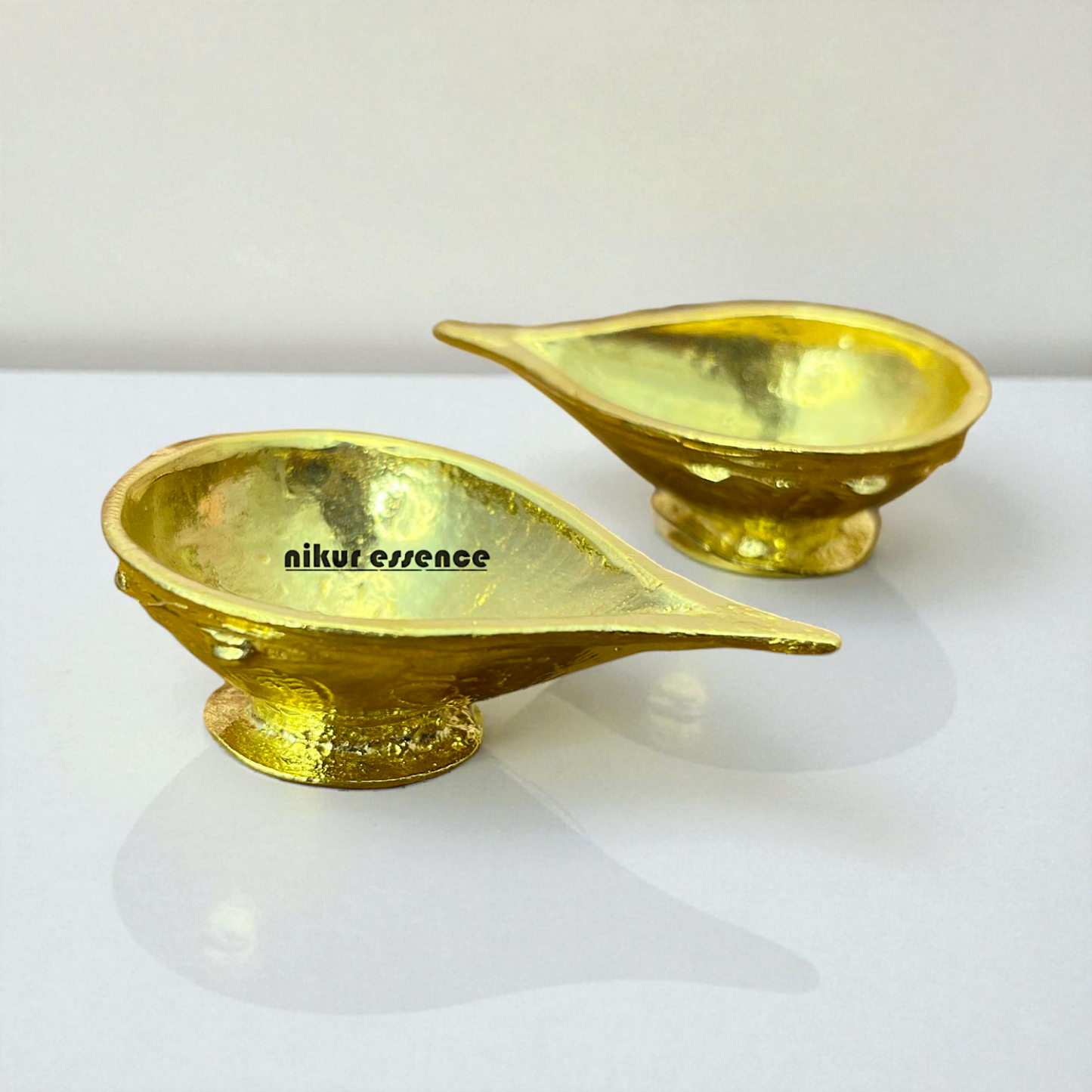 Panchaloha Diya Pair | Handcrafted Traditional Oil Lamps by Nikur Essence | Sacred Metal Pooja Lamps for Temple and Home Nikuressence