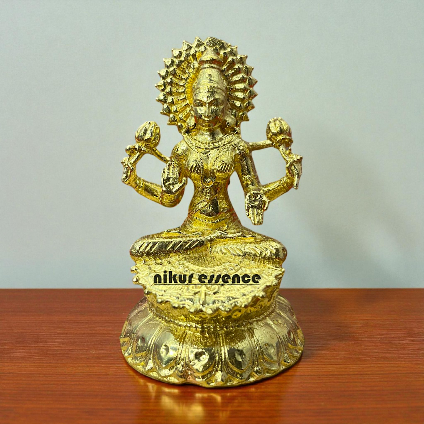 Goddess Lakshmi Panchaloha Idol by Nikur Essence – Sacred Handmade Hindu Statue for Temple, Home Decor, Prosperity Blessing Nikuressence