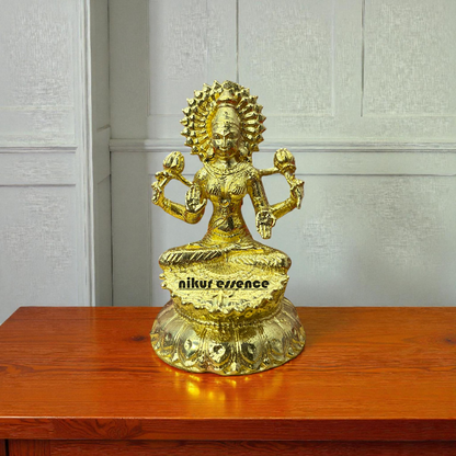 Goddess Lakshmi Panchaloha Idol by Nikur Essence – Sacred Handmade Hindu Statue for Temple, Home Decor, Prosperity Blessing Nikuressence
