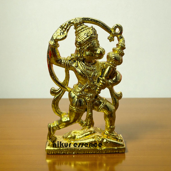 Nikur Essence Standing Hanuman Idol in Panchaloha – Handcrafted Antique Finish Bajrangbali Murti for Home, Temple, Vastu & Devotional Decor