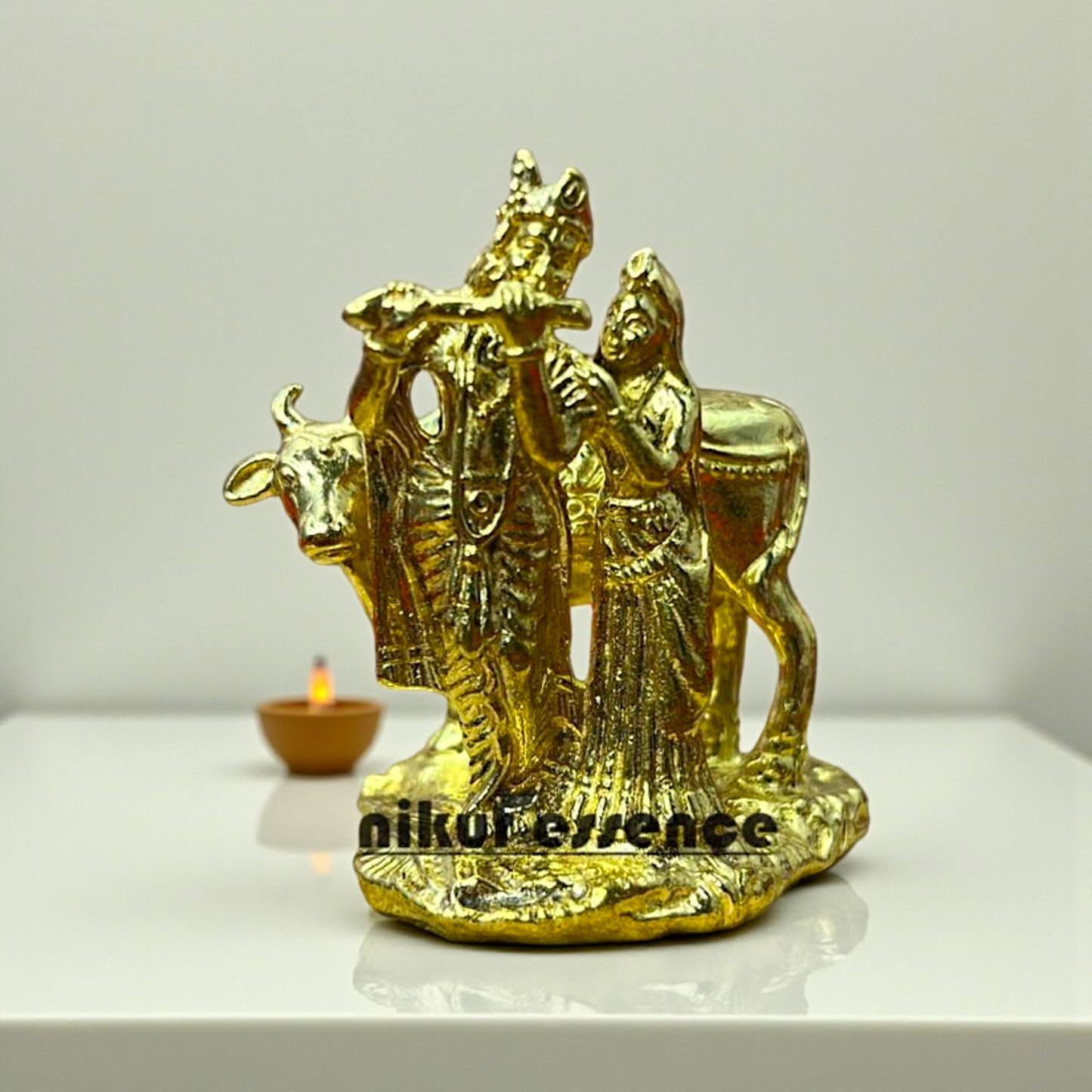 Nikur Essence Panchaloha Radha Krishna Idol – Handmade Divine Couple Statue for Temple, Home Altar, Spiritual Decor Nikuressence