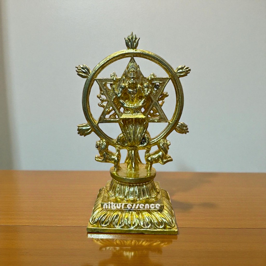 Nikur Essence Panchaloha Sudarshan Vishnu Idol – Handcrafted Sacred Vishnu Statue with Chakra for Pooja, Temple Decor Nikuressence