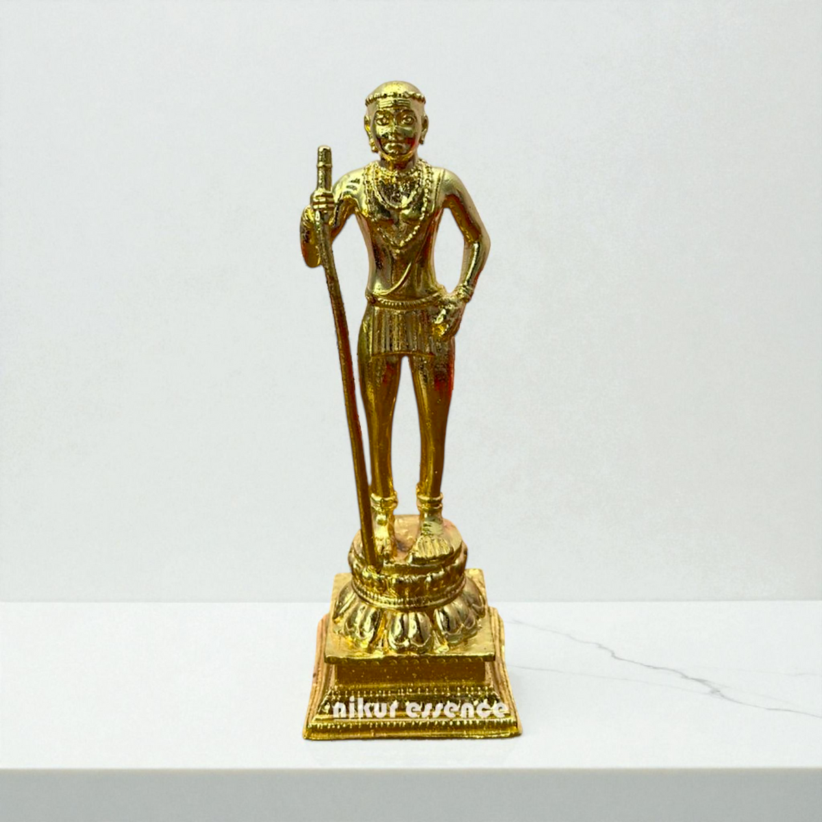 Divine Dandapani Murugan Panchaloha Idol by Nikur Essence – Traditional South Indian Lord Murugan Statue for Puja Room, Temple Décor Nikuressence