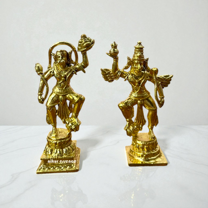 Powerful Garuda Hanuman Ji Panchaloha Idol by Nikur Essence – Panchaloha Flying Hanuman Statue for Puja Room, Temple Decor, Spiritual Gift, Handcrafted Traditional Hindu Panchaloha Sculpture Nikuressence