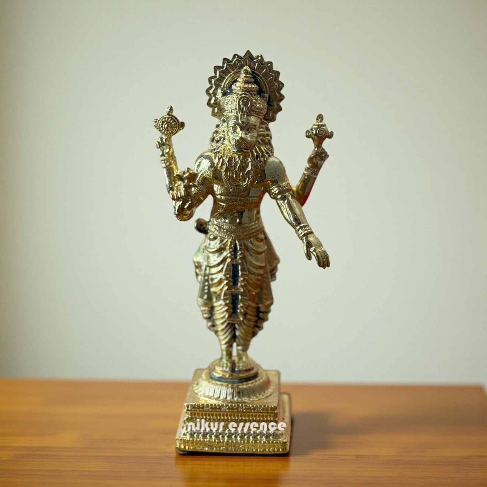 Lord Narasimha Vishnu Panchaloha Idol by Nikur Essence – Handcrafted Sacred Avatar of Vishnu in Five-Metal Alloy Nikuressence
