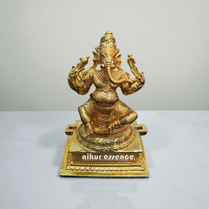 Divine Lord Ganesha Panchaloha Idol by Nikur Essence – Handcrafted Sacred Statue of Wisdom and Prosperity for Temple, Pooja, and Home Decor Nikuressence