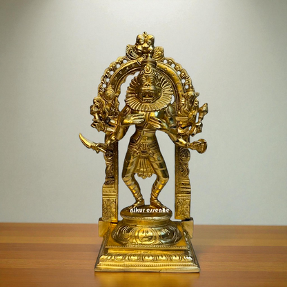 Narasimha Vishnu Standing Panchaloha Idol by Nikur Essence | Handcrafted Divine Metal Sculpture | Sacred Panchaloha Narasimha Statue Nikuressence