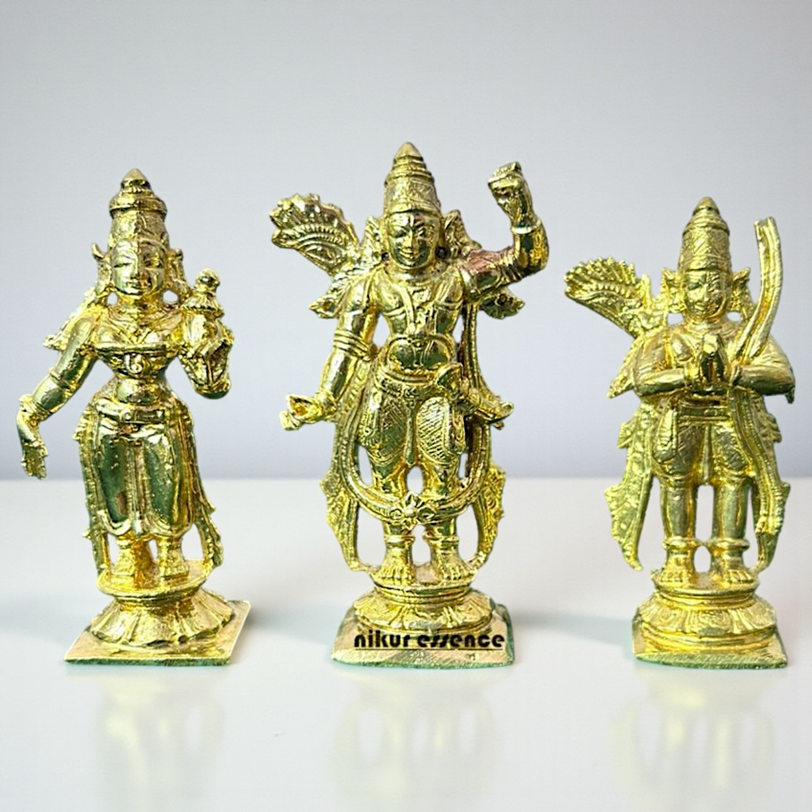Ram Darbar Set Panchaloha Idol by Nikur Essence | Handcrafted Sacred Metal Sculpture | Divine Panchaloha Lord Rama, Sita, Lakshman & Hanuman Statue Nikuressence