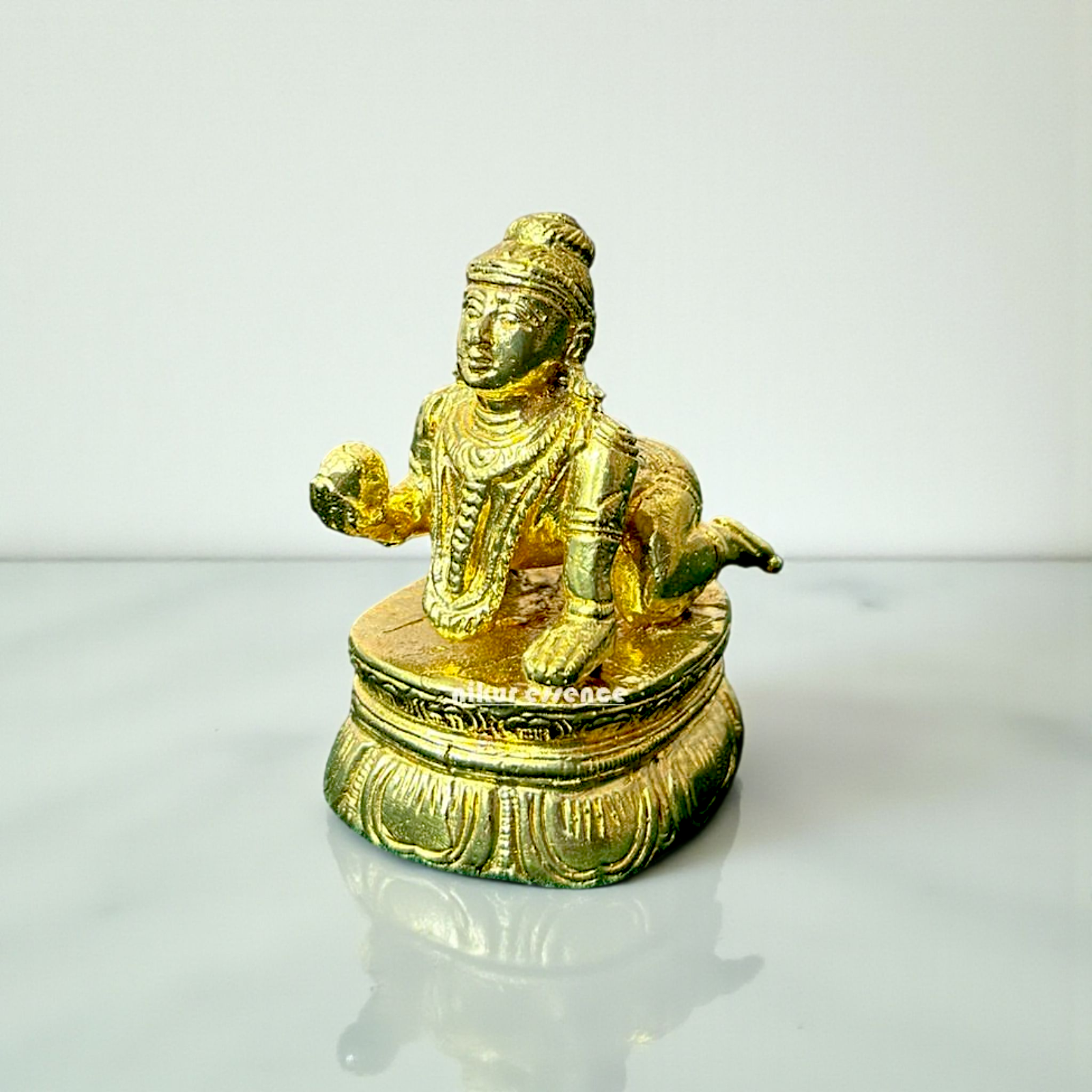 Krishna Laddoo Gopal Panchaloha Idol by Nikur Essence – Handcrafted Baby Krishna Statue in Sacred Panchaloha Metal for Devotion Nikuressence