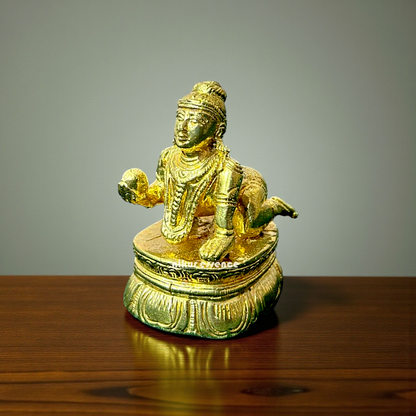 Krishna Laddoo Gopal Panchaloha Idol by Nikur Essence – Handcrafted Baby Krishna Statue in Sacred Panchaloha Metal for Devotion Nikuressence