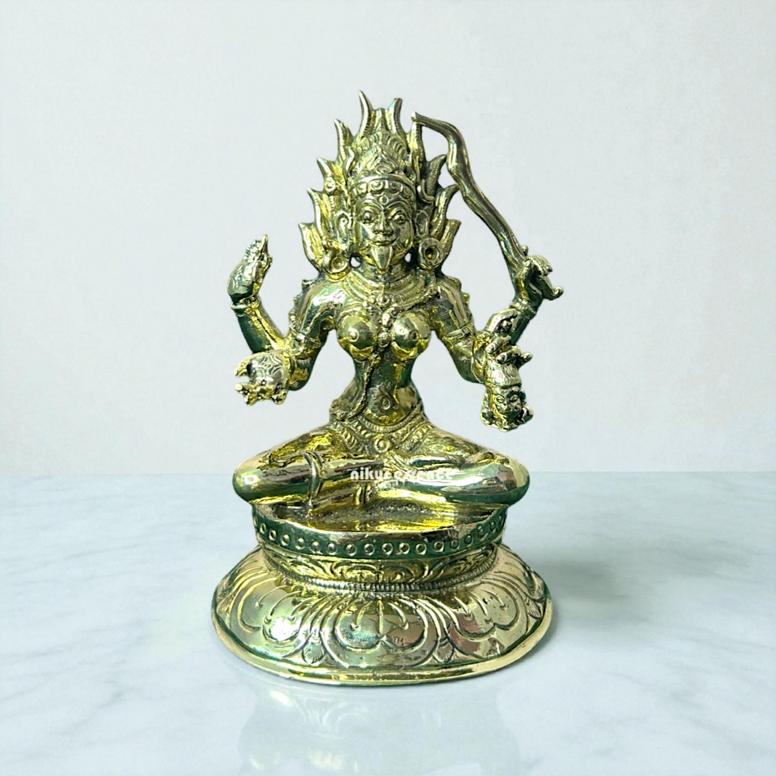 Nikur Essence Divine Goddess Dakshina Kali Ma Panchaloha Idol – Exquisite Handmade Panchaloha Kali Mata Sculpture Nikuressence