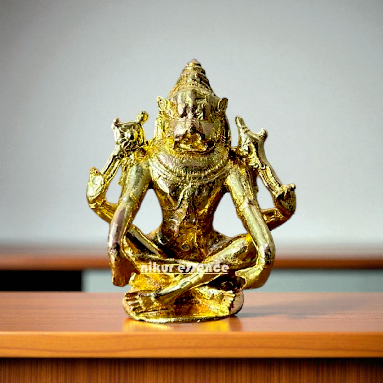 Narasimha Vishnu Panchaloha Idol Handmade Divine Metal Statue Lord Vishnu Narasimha Deity Sacred Feng Shui Religious Home Decor Nikuressence