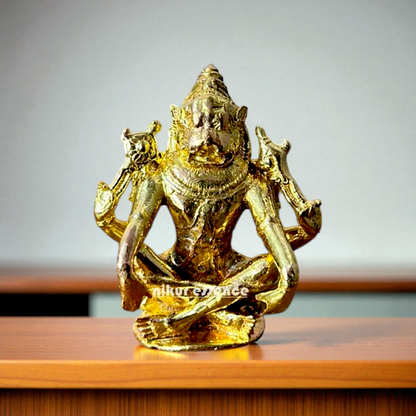 Narasimha Vishnu Panchaloha Idol Handmade Divine Metal Statue Lord Vishnu Narasimha Deity Sacred Feng Shui Religious Home Decor Nikuressence