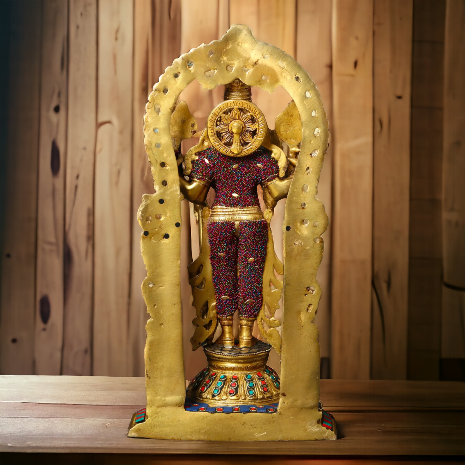 Lord Vishnu standing with Gada Brass with Stone Work idol - 16 Inches