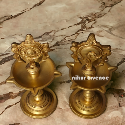 Buy Pair Conch and Chakra Diya Lamp - 8 Inches