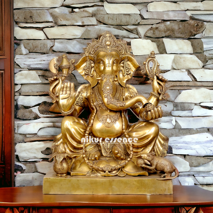 Big Ganesha Vinayaka Sitting Solid Brass statue- 31 Inches