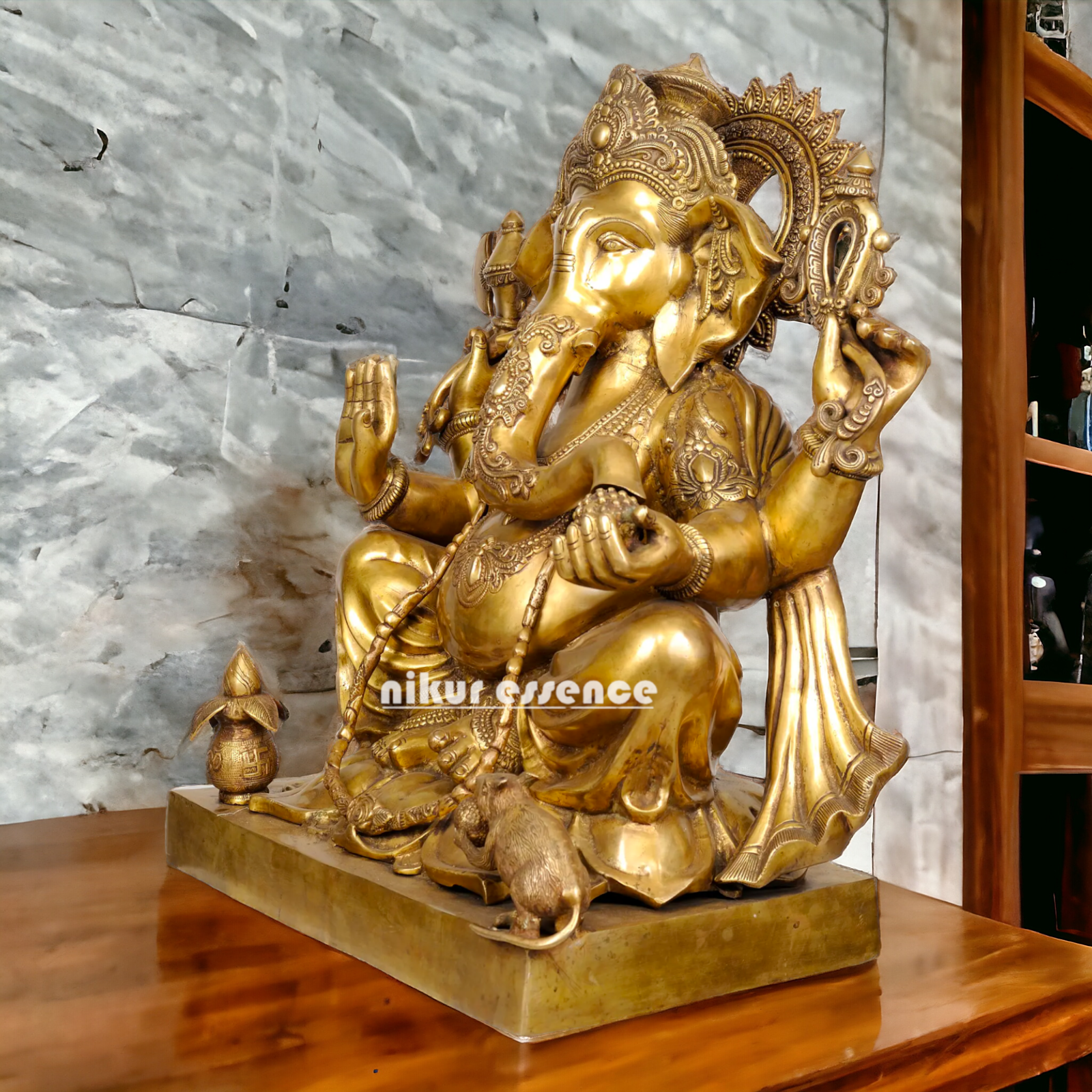 Big Ganesha Vinayaka Sitting Solid Brass statue- 31 Inches