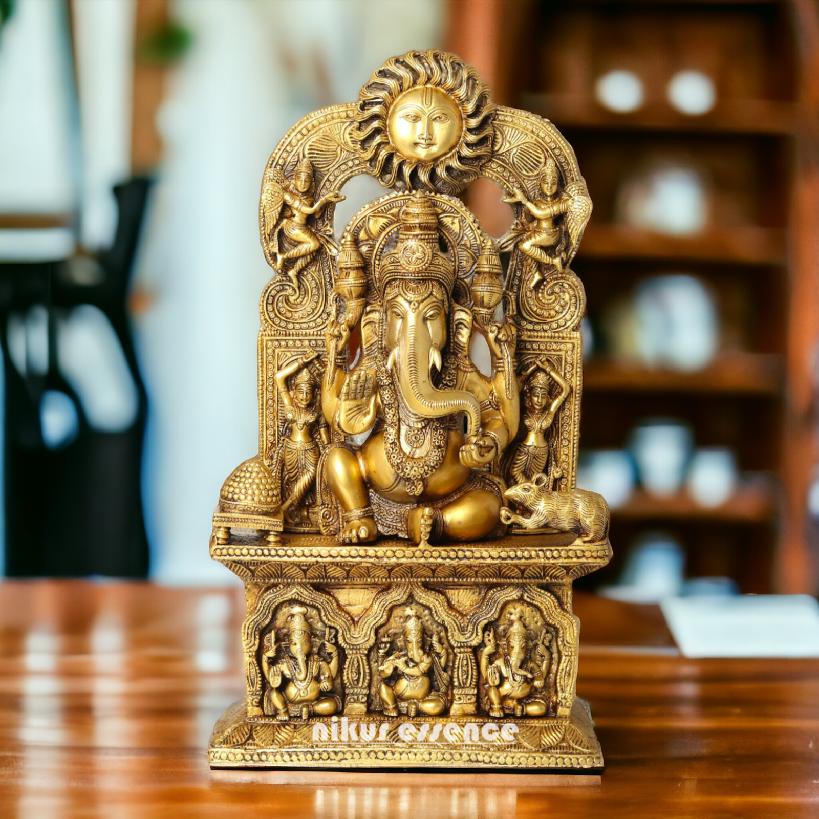 Solid brass Ganesh Sitting With Mouse statue- 20 Inches