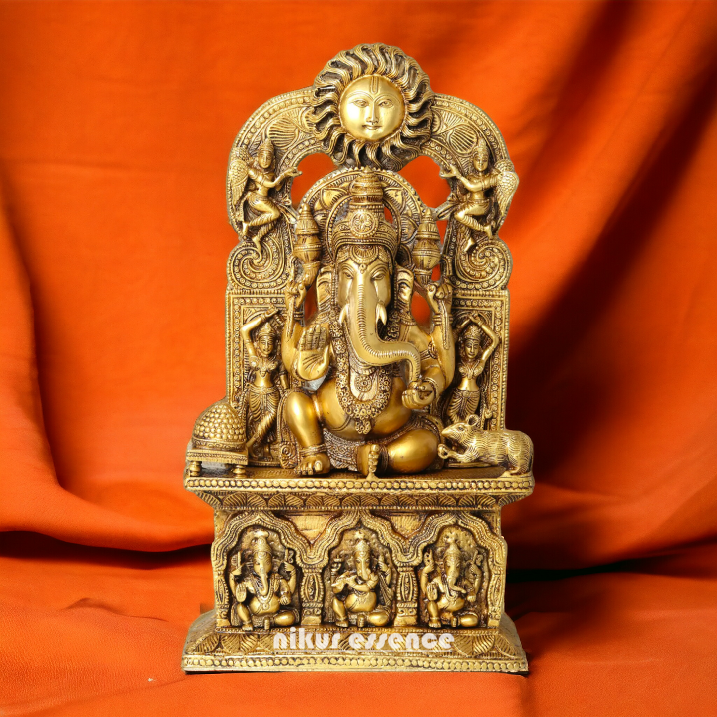 Solid brass Ganesh Sitting With Mouse statue- 20 Inches