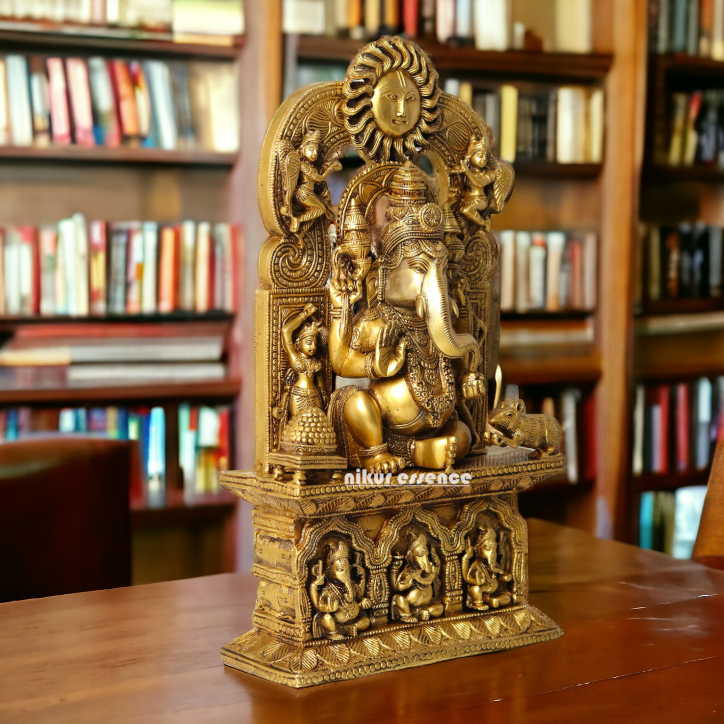 Solid brass Ganesh Sitting With Mouse statue- 20 Inches