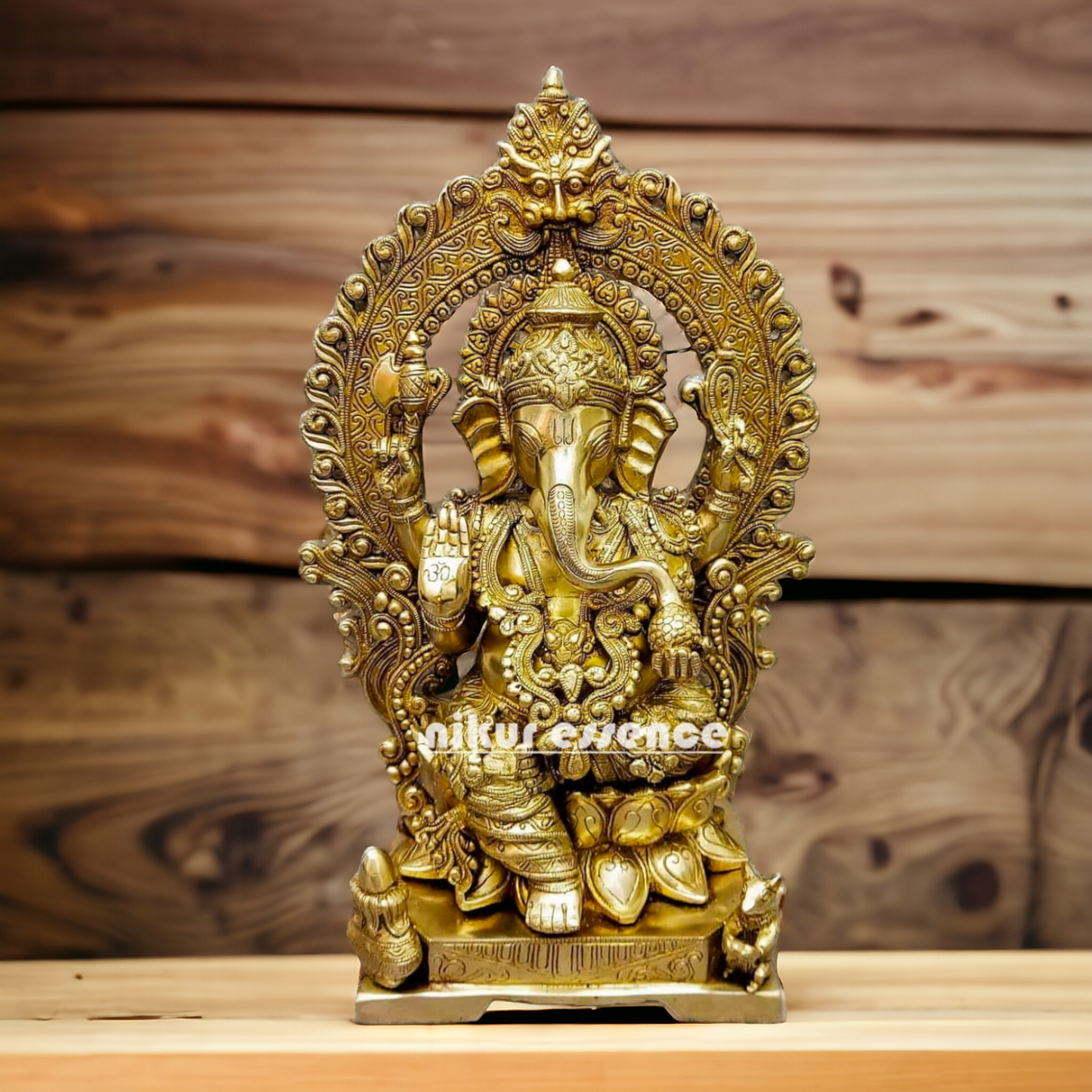 Solid brass Ganesha Sitting on Lotus statue - 18 Inches