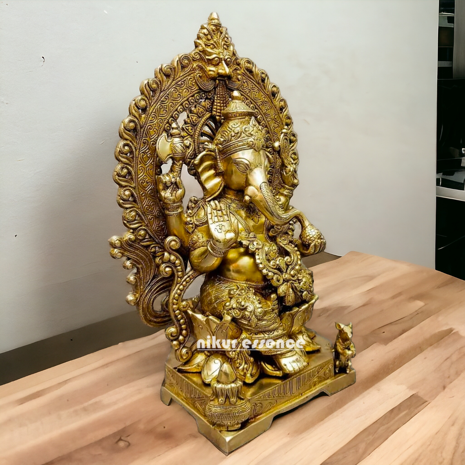 Solid brass Ganesha Sitting on Lotus statue - 18 Inches