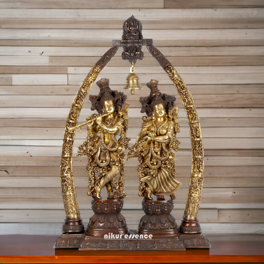 Big Radha Krishna with Bell brass idol - 44 inch