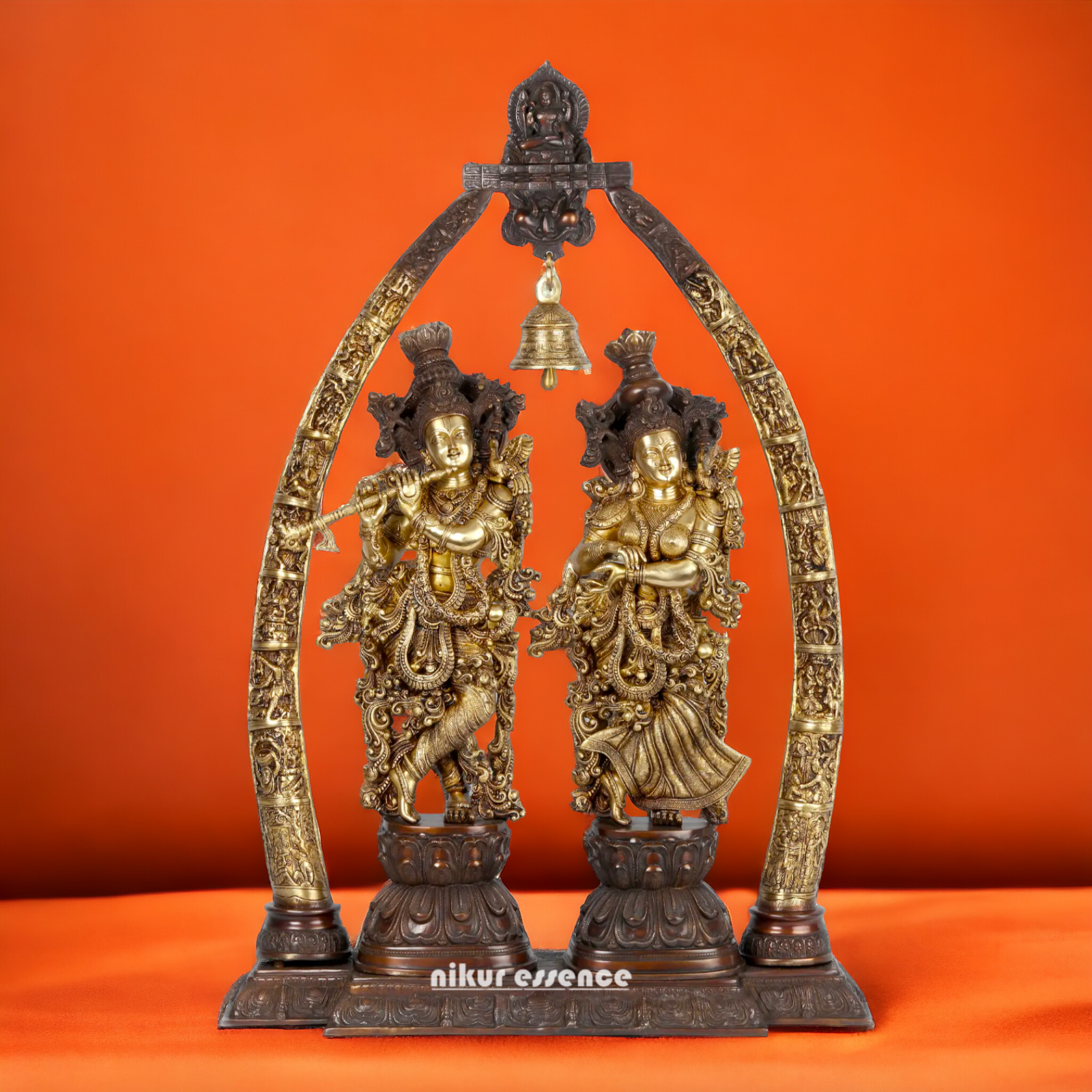 Big Radha Krishna with Bell brass idol - 44 inch