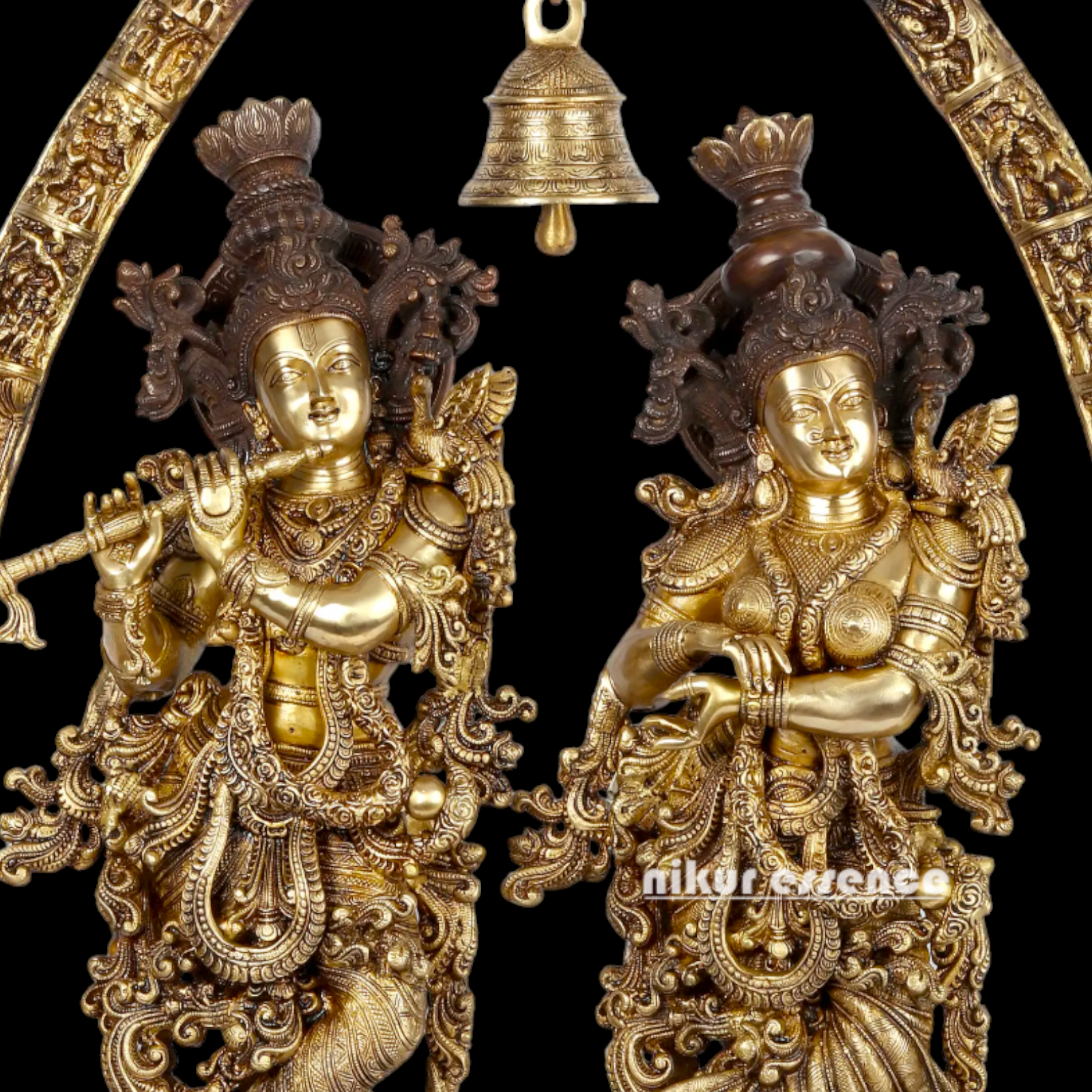 Big Radha Krishna with Bell brass idol - 44 inch