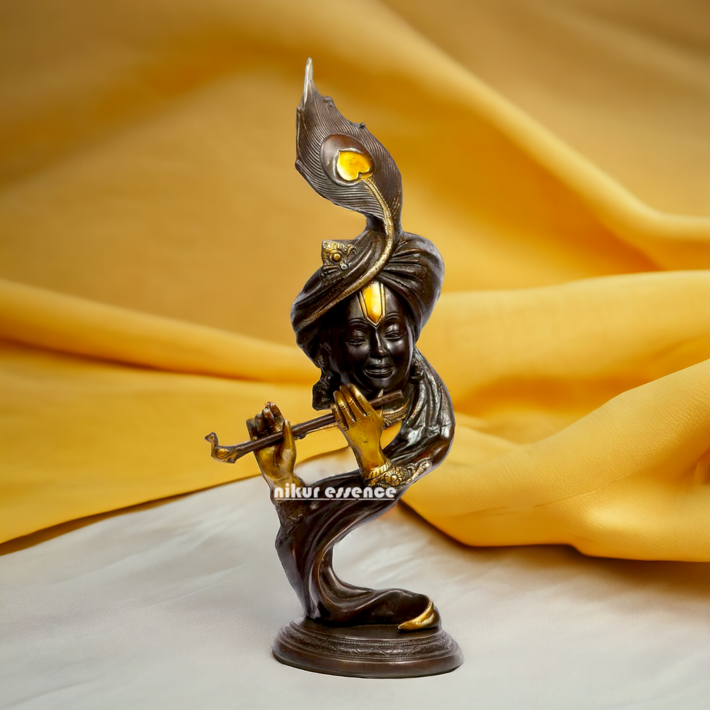 Buy Krishna With Playing Flute Brass Idol - 20 inches