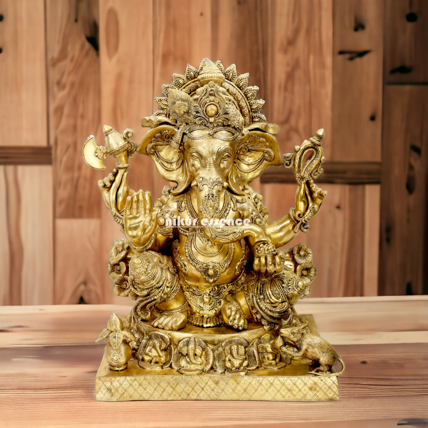 Lord Vinayaka Ganesha Sitting with Blessing Brass idol - 32 inches