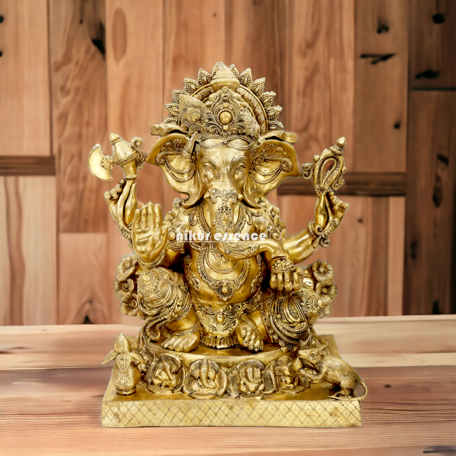 Lord Vinayaka Ganesha Sitting with Blessing Brass idol - 32 inches