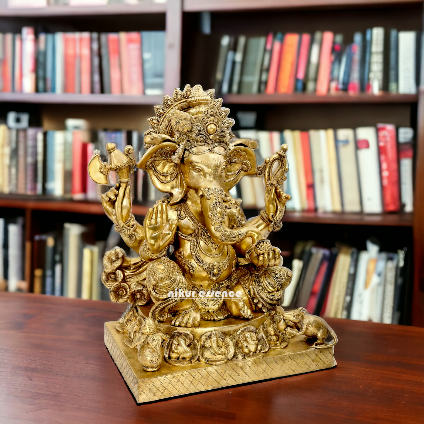 Lord Vinayaka Ganesha Sitting with Blessing Brass idol - 32 inches