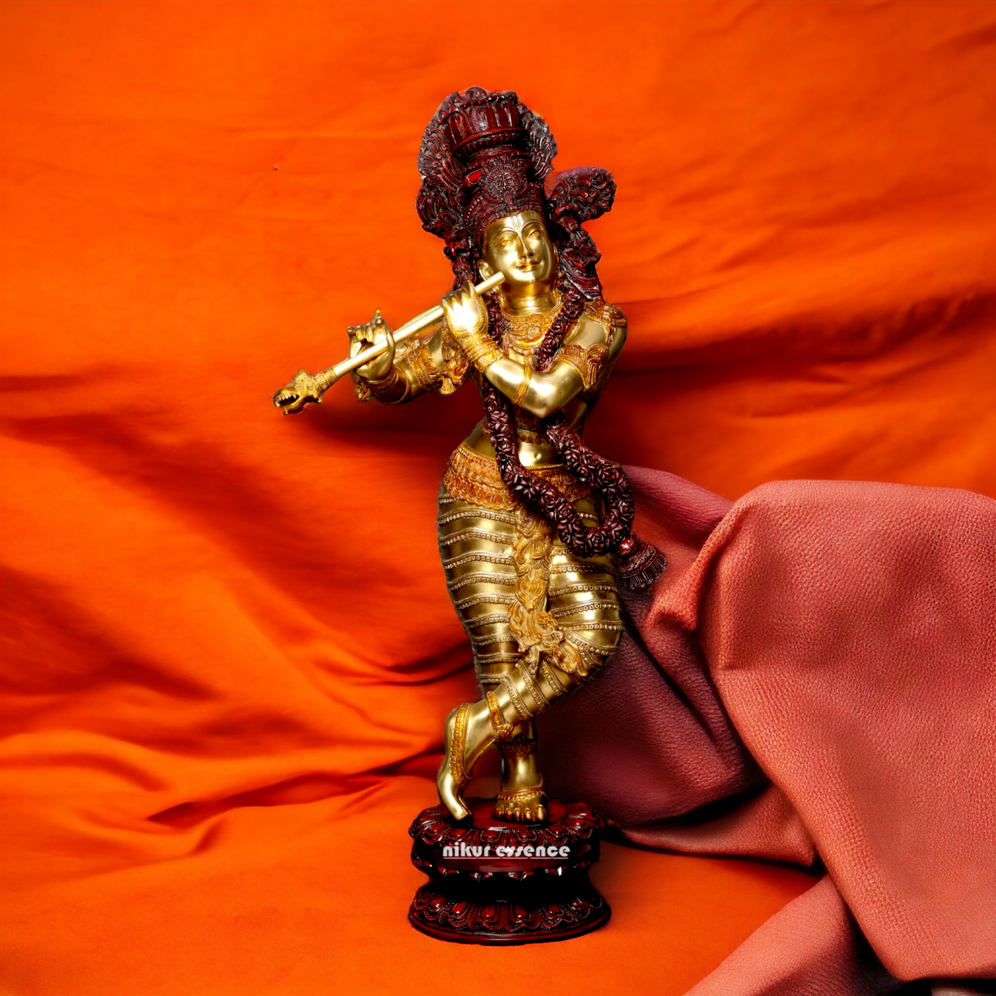 Lord Krishna Playing Flute Brass statue - 45 inches