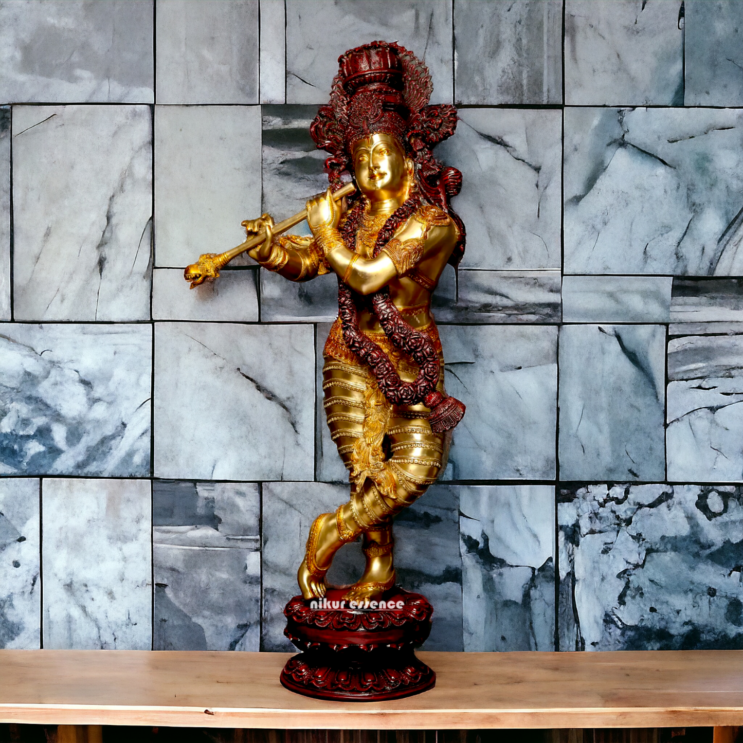 Lord Krishna Playing Flute Brass statue - 45 inches