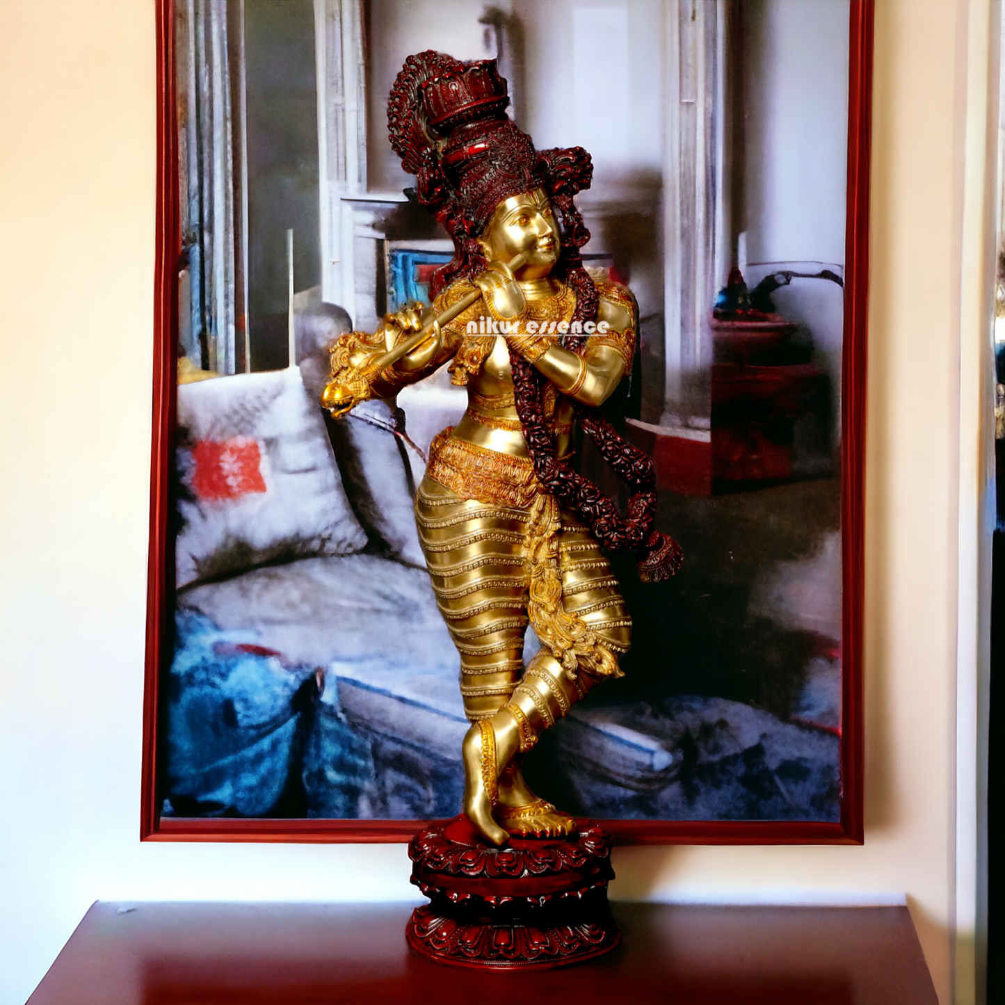 Lord Krishna Playing Flute Brass statue - 45 inches