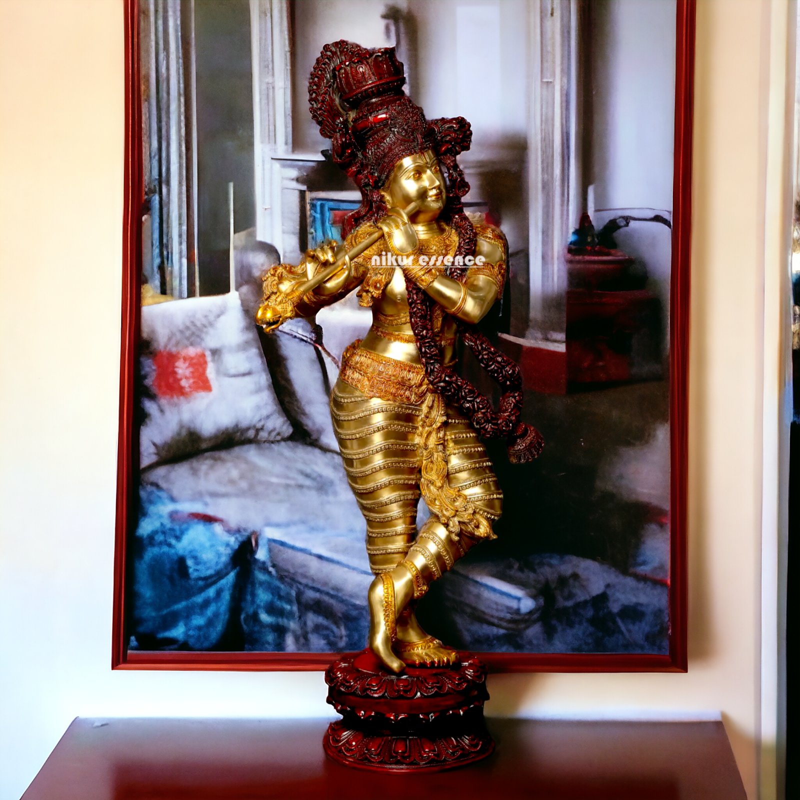 Lord Krishna Playing Flute Brass statue - 45 inches