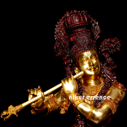 Lord Krishna Playing Flute Brass statue - 45 inches