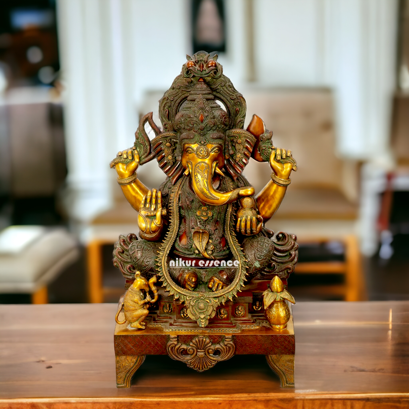 Lord Ganesha Vinayaka Sitting Brass idol - 34 inches